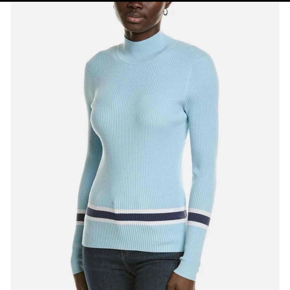 Tyler Boe Molly Racing Stripe Top in Sea Blue-Size Small Ribbed y2k Long Sleeve